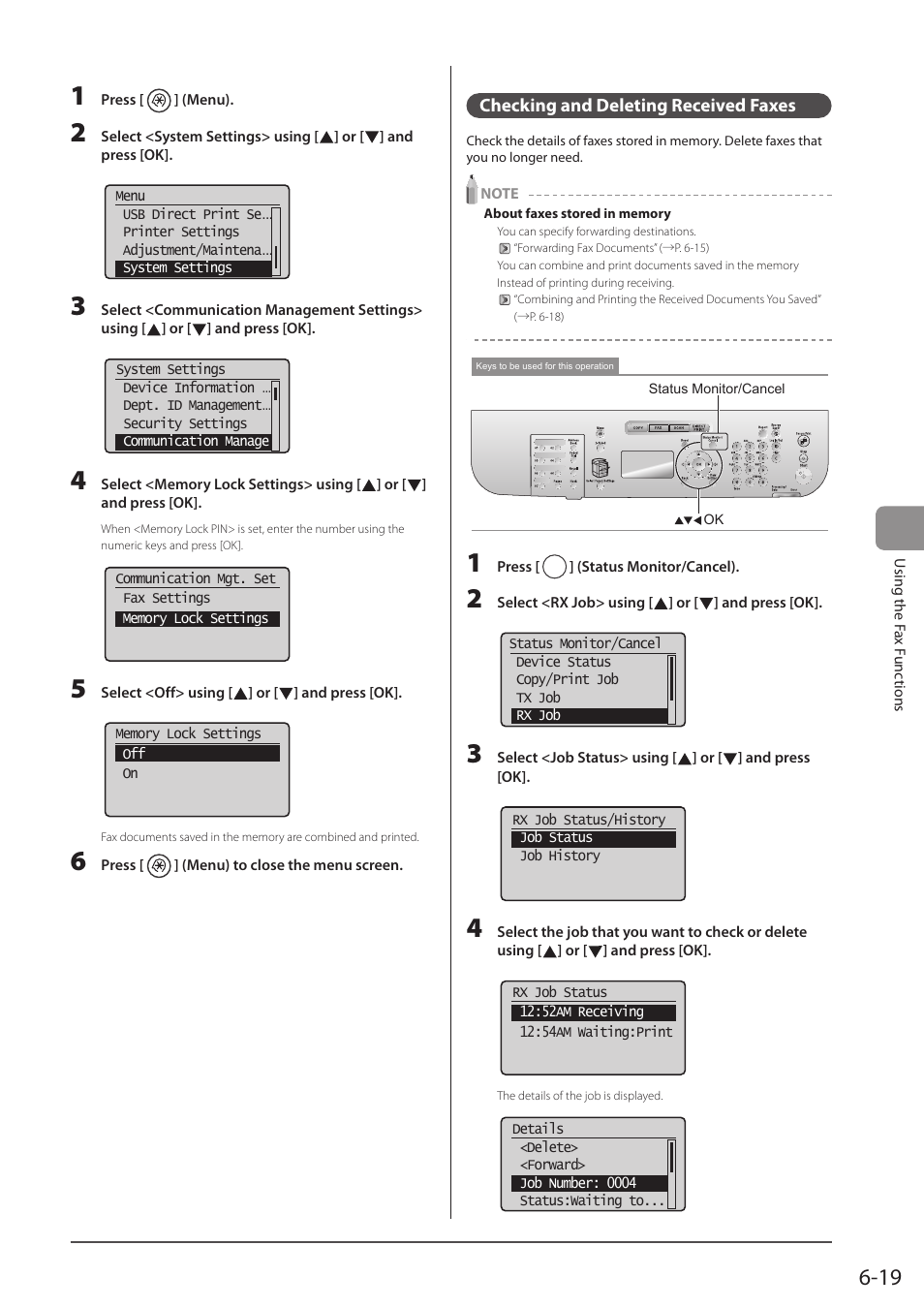 Checking and deleting received faxes | Canon imageCLASS D1350 User Manual | Page 105 / 174