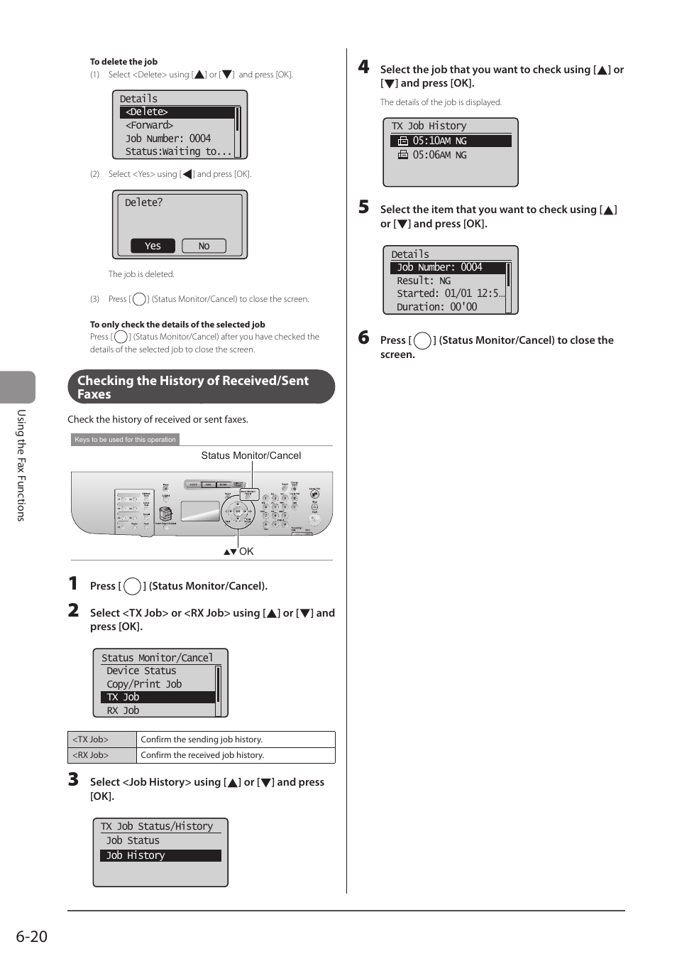 Checking the history of received/sent faxes | Canon imageCLASS D1350 User Manual | Page 106 / 174