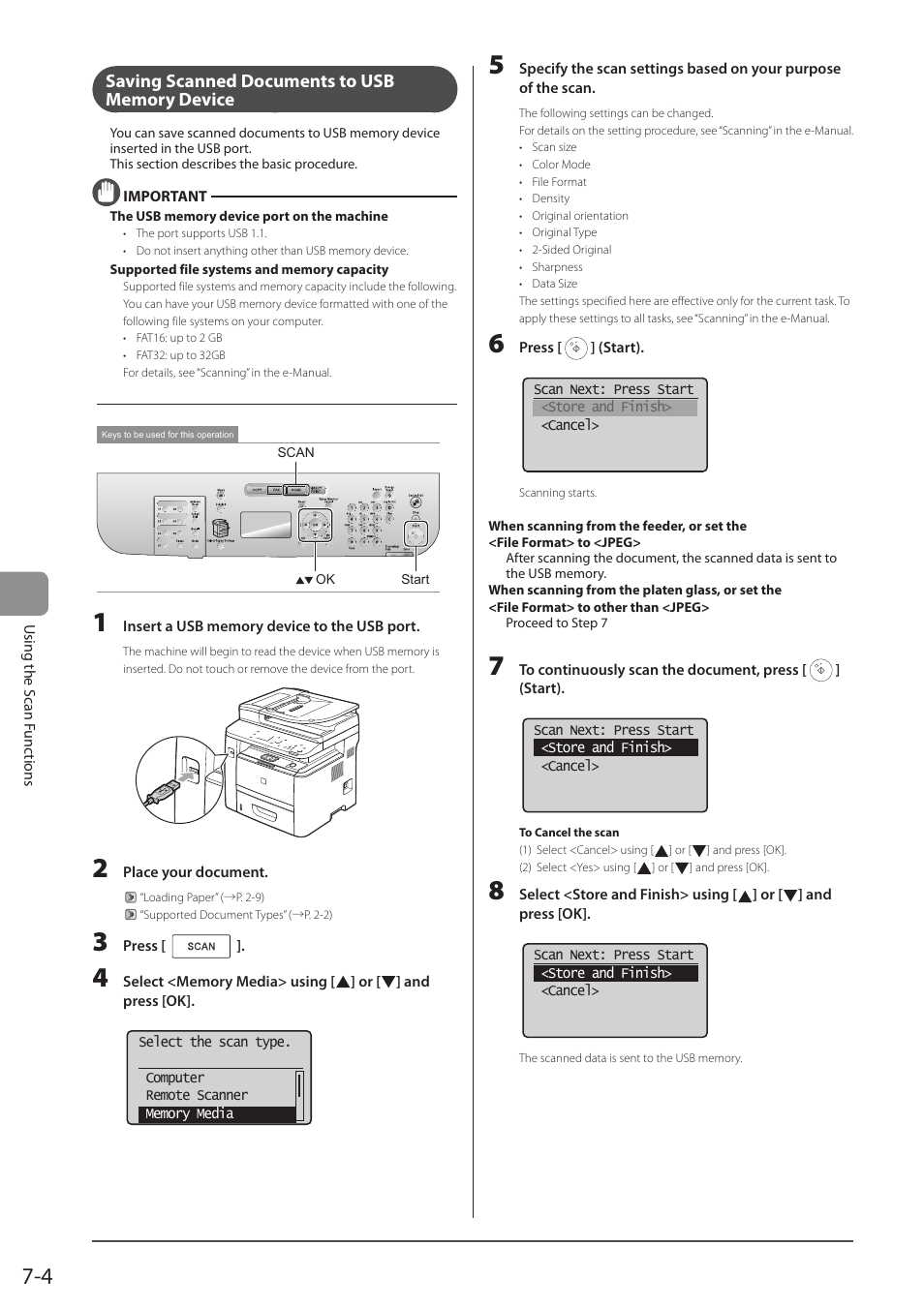 Saving scanned documents to usb memory device | Canon imageCLASS D1350 User Manual | Page 118 / 174