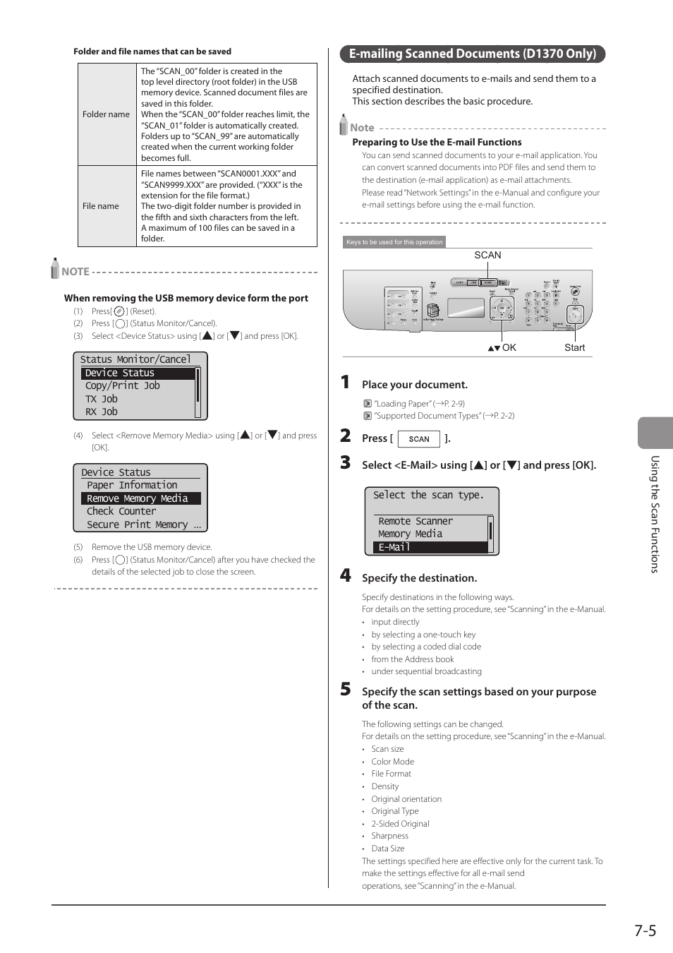 E-mailing scanned documents (d1370 only) | Canon imageCLASS D1350 User Manual | Page 119 / 174