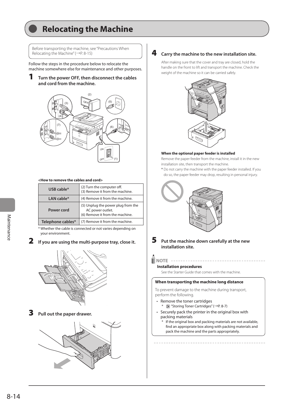 Relocating the machine | Canon imageCLASS D1350 User Manual | Page 136 / 174