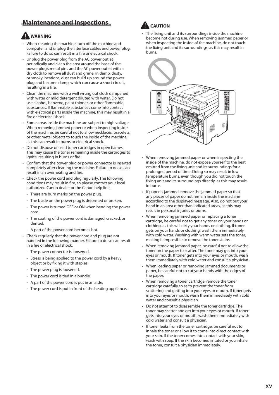 Maintenance and inspections | Canon imageCLASS D1350 User Manual | Page 15 / 174