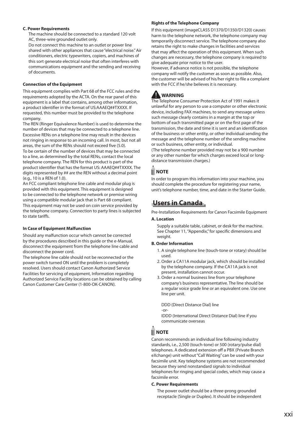 Users in canada | Canon imageCLASS D1350 User Manual | Page 21 / 174