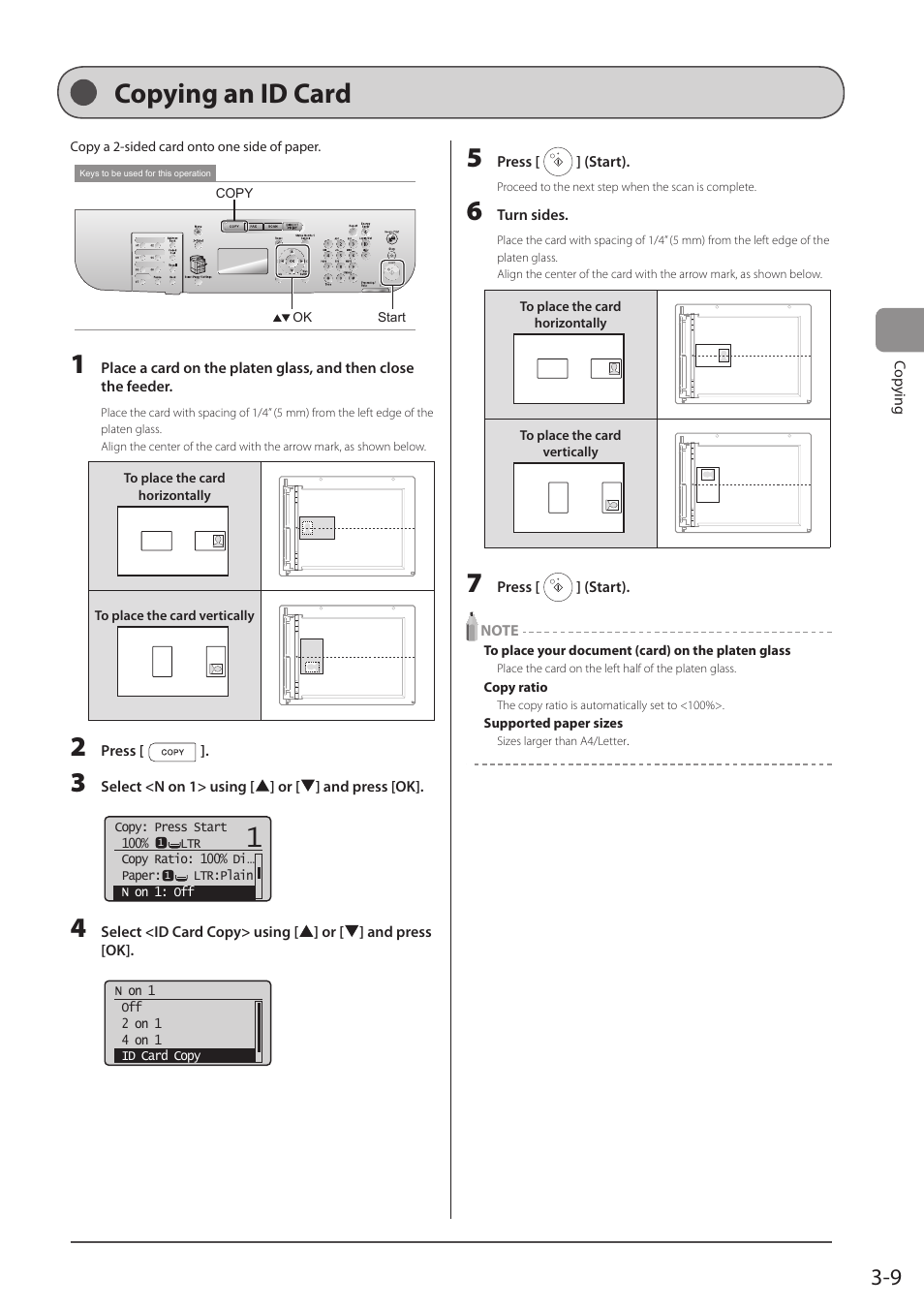 Copying an id card | Canon imageCLASS D1350 User Manual | Page 63 / 174