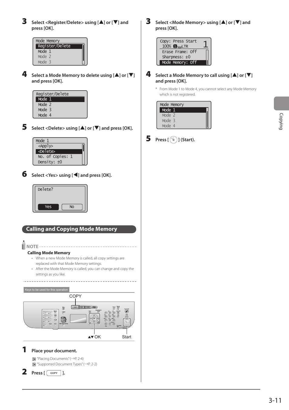 Calling and copying mode memory | Canon imageCLASS D1350 User Manual | Page 65 / 174