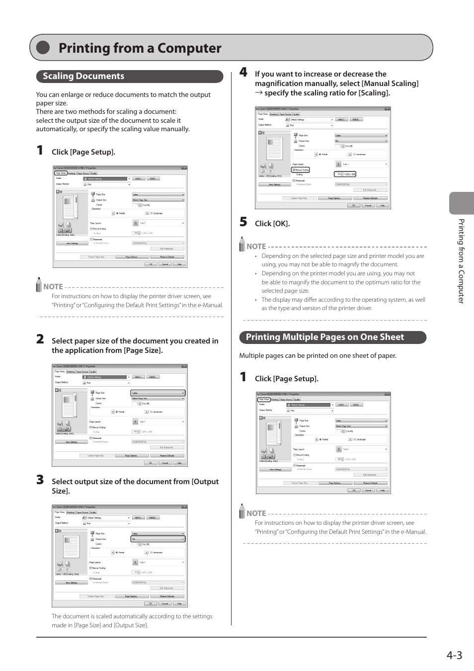 Printing from a computer, Scaling documents | Canon imageCLASS D1350 User Manual | Page 69 / 174