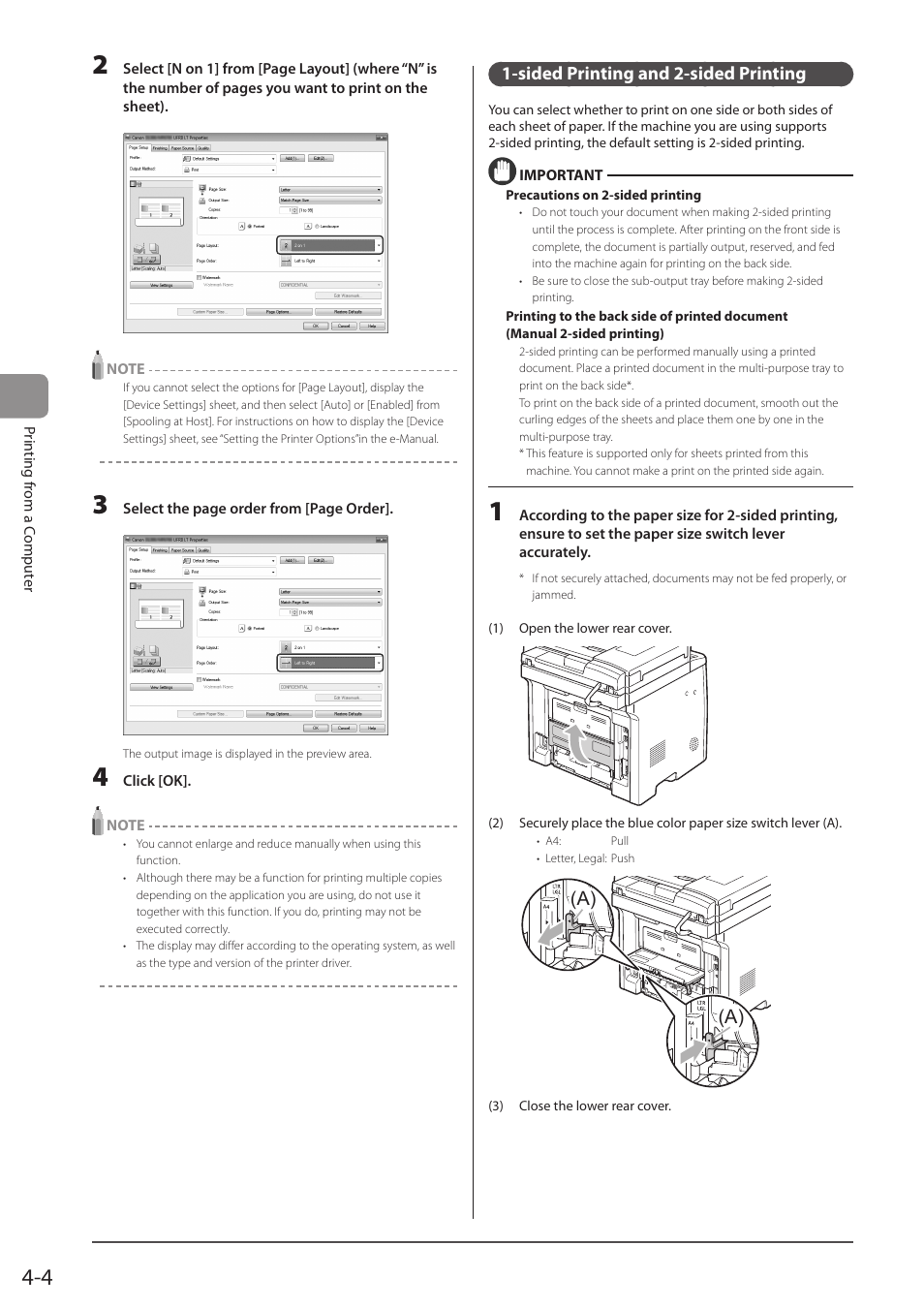 Sided printing and 2-sided printing | Canon imageCLASS D1350 User Manual | Page 70 / 174