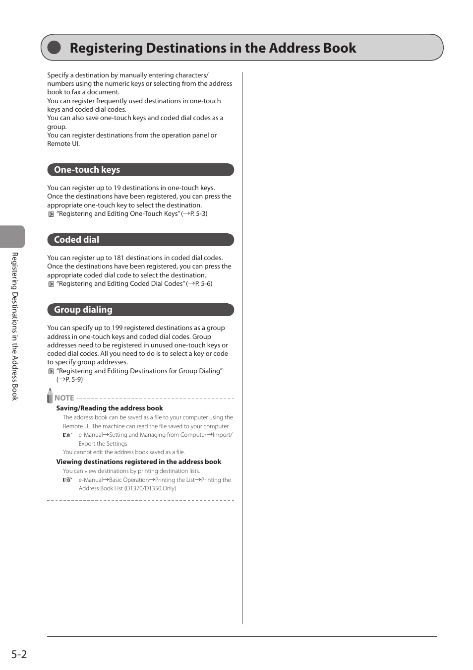 Registering destinations in the address book, One-touch keys, Coded dial | Group dialing | Canon imageCLASS D1350 User Manual | Page 74 / 174