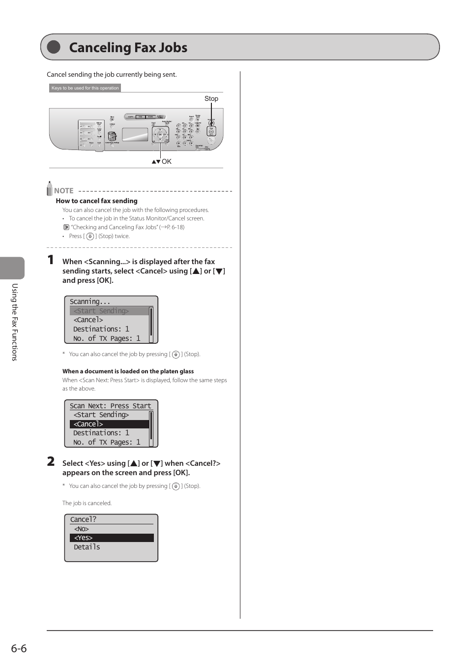 Canceling fax jobs | Canon imageCLASS D1350 User Manual | Page 92 / 174