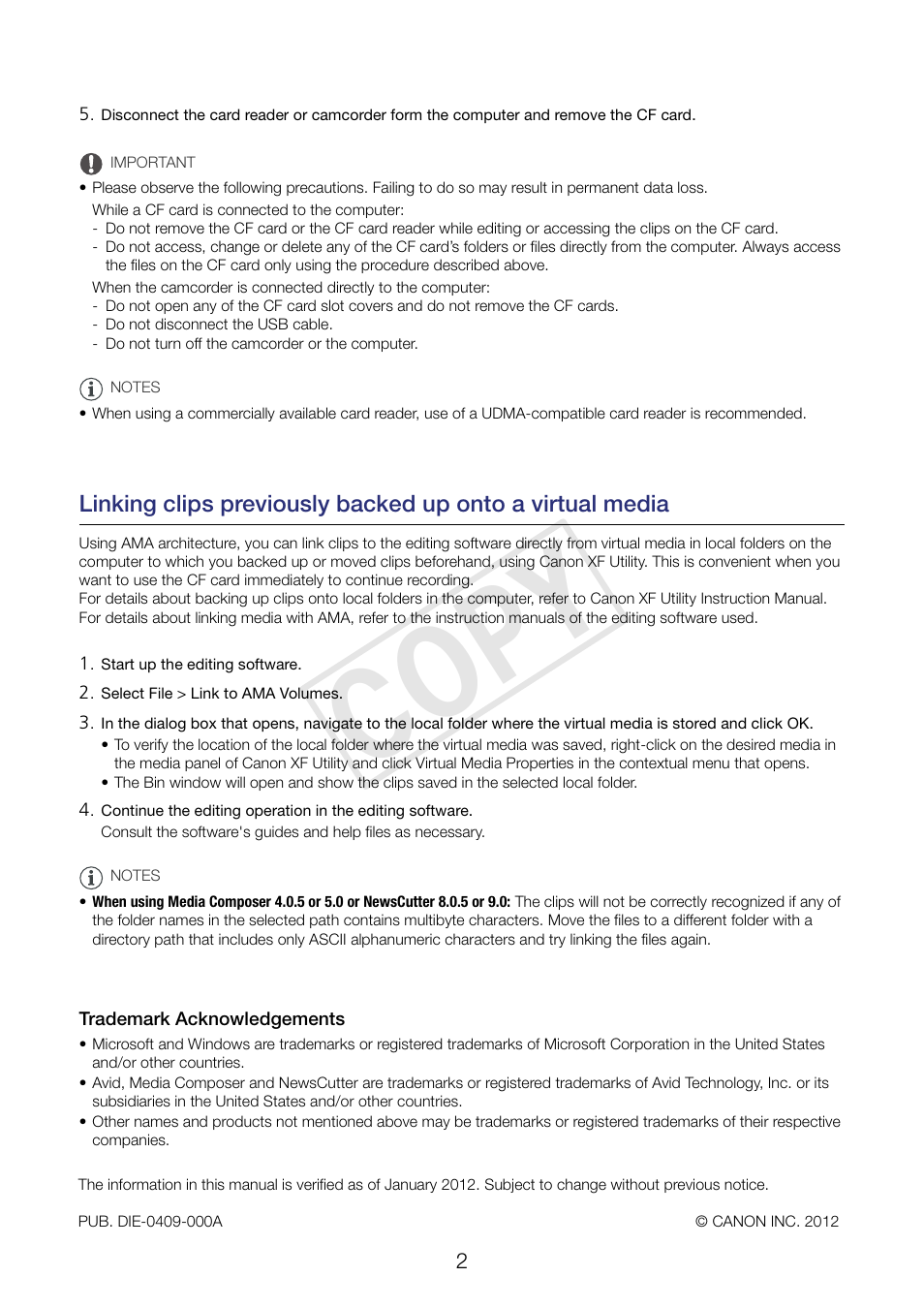 Cop y | Canon XF300 User Manual | Page 2 / 2