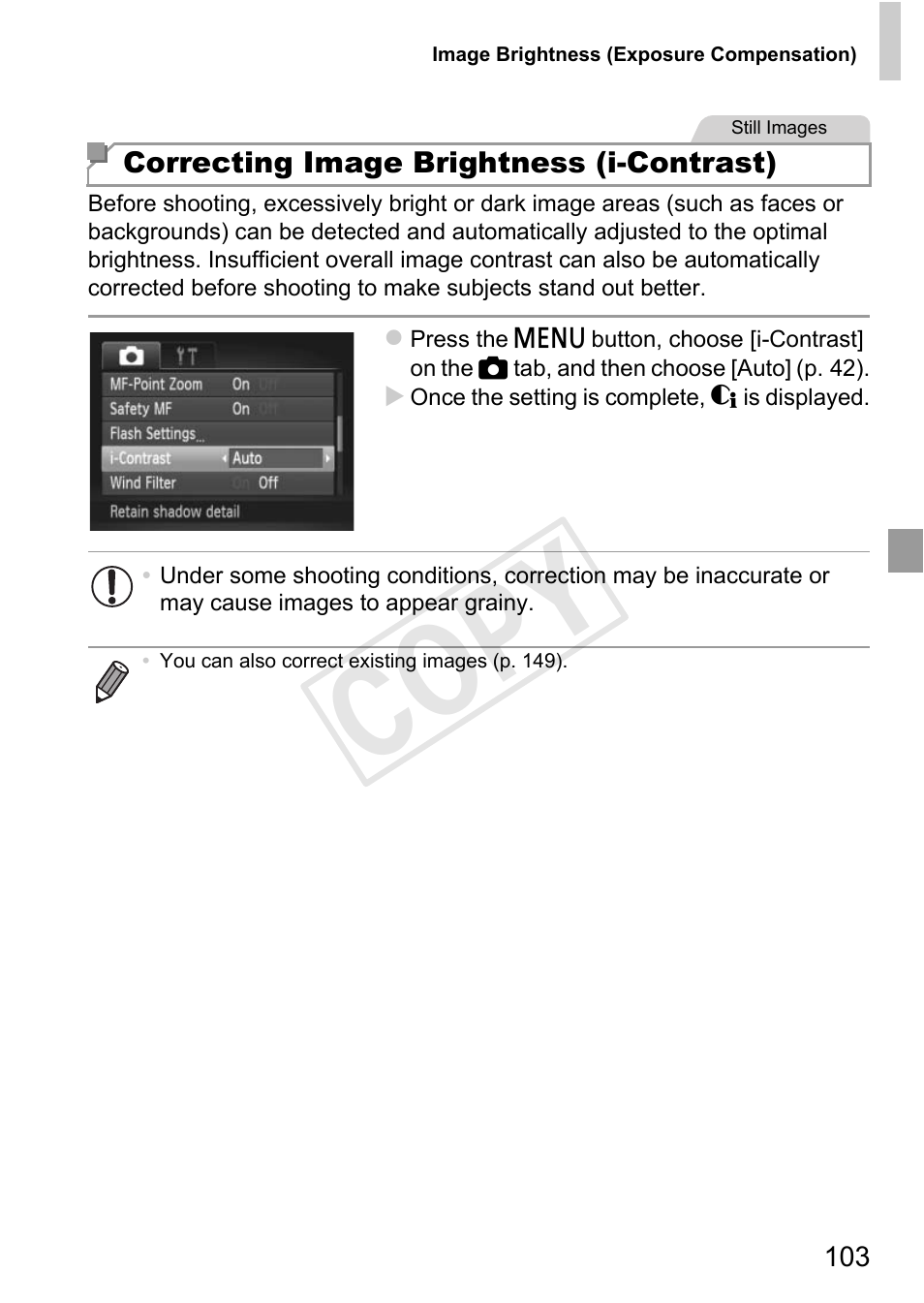 Cop y | Canon PowerShot D20 User Manual | Page 103 / 218