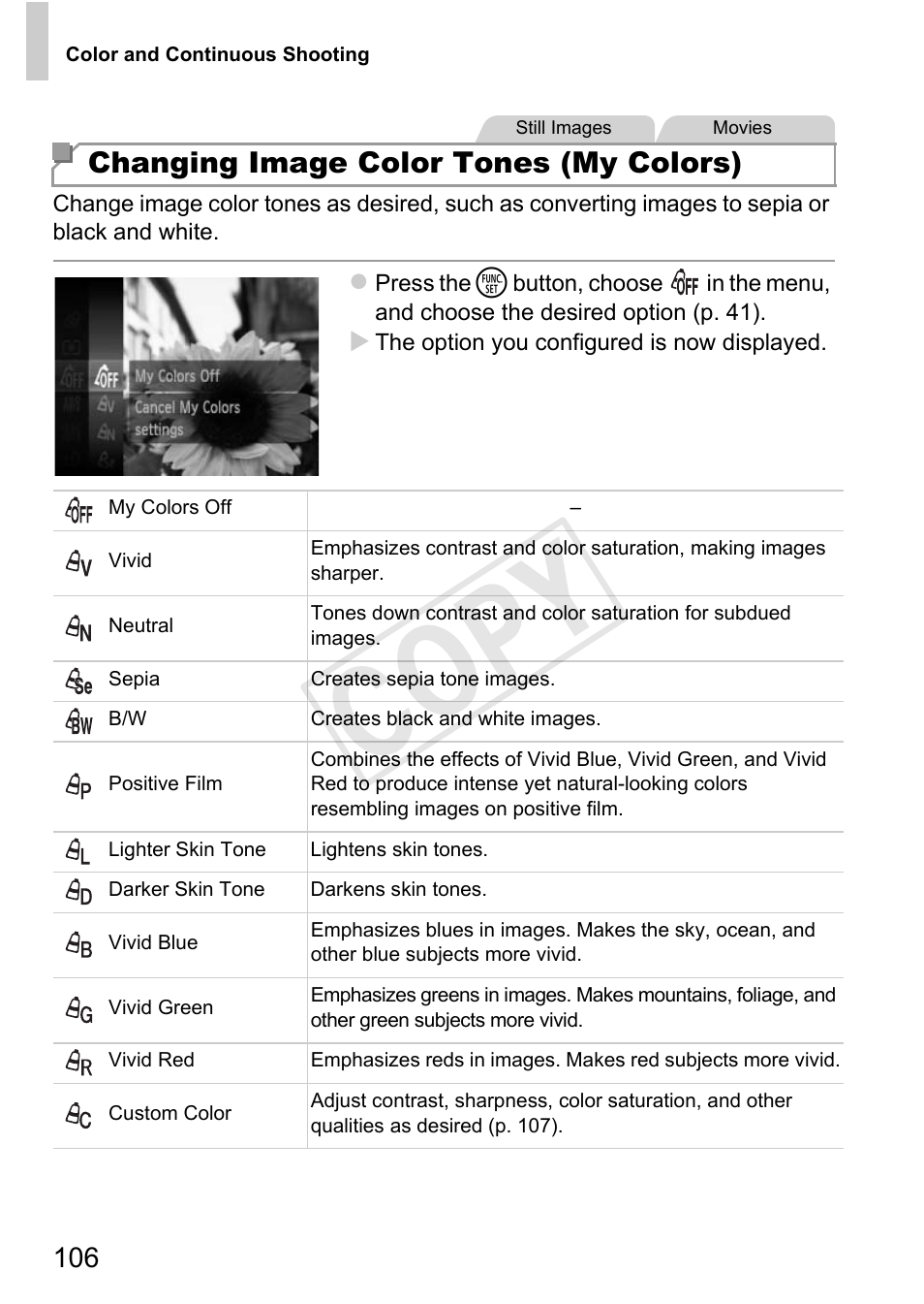 Cop y | Canon PowerShot D20 User Manual | Page 106 / 218