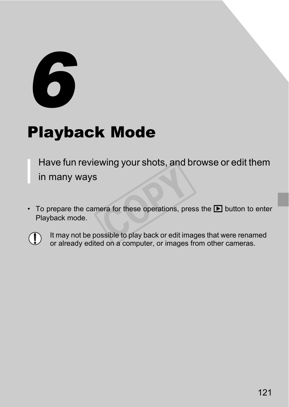 Playback mode, Cop y | Canon PowerShot D20 User Manual | Page 121 / 218