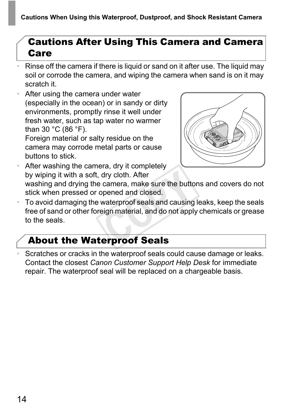 Cop y | Canon PowerShot D20 User Manual | Page 14 / 218