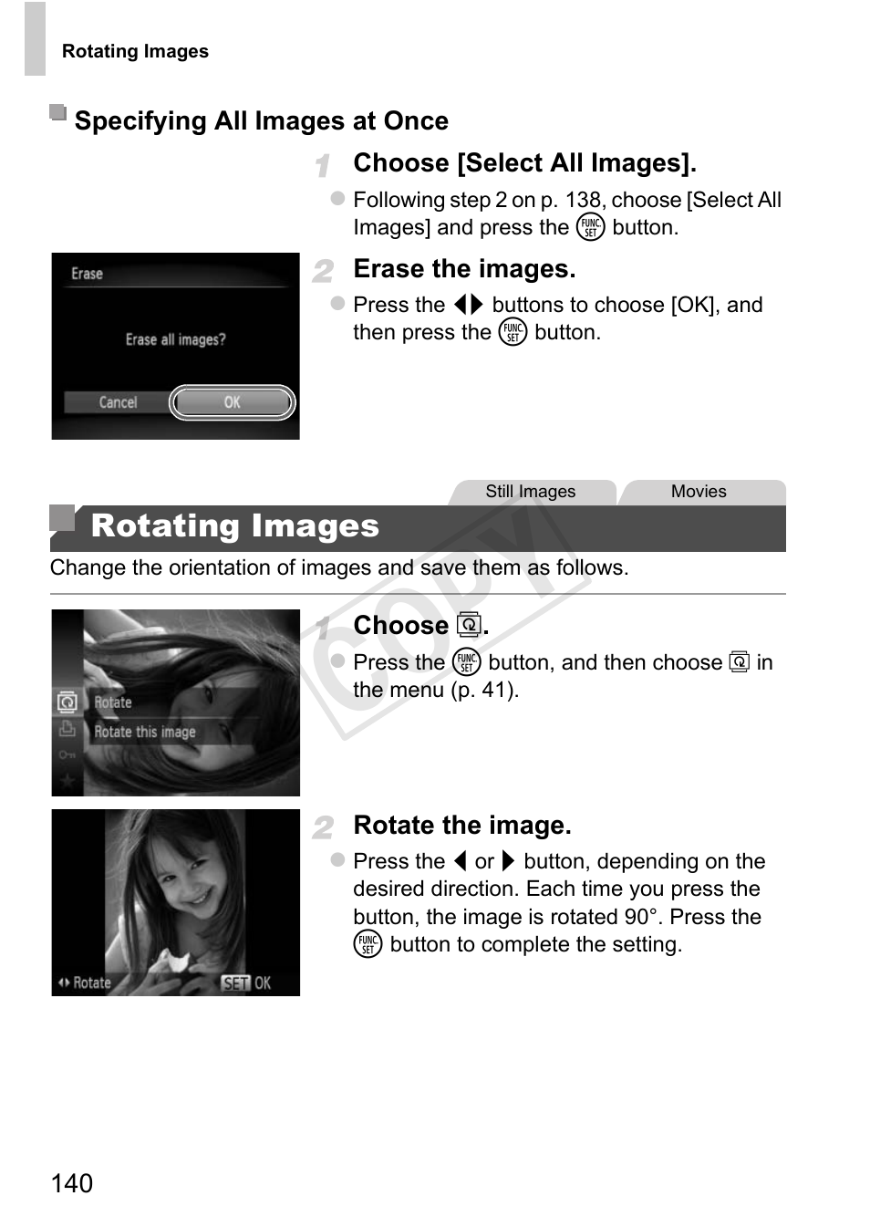 Rotating images, Cop y | Canon PowerShot D20 User Manual | Page 140 / 218