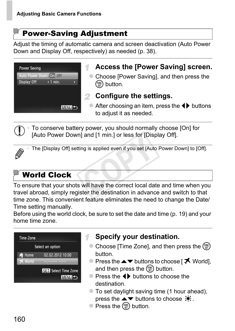 Fer (p. 160), Eactivation (p. 160), P. 160) | Cop y | Canon PowerShot D20 User Manual | Page 160 / 218