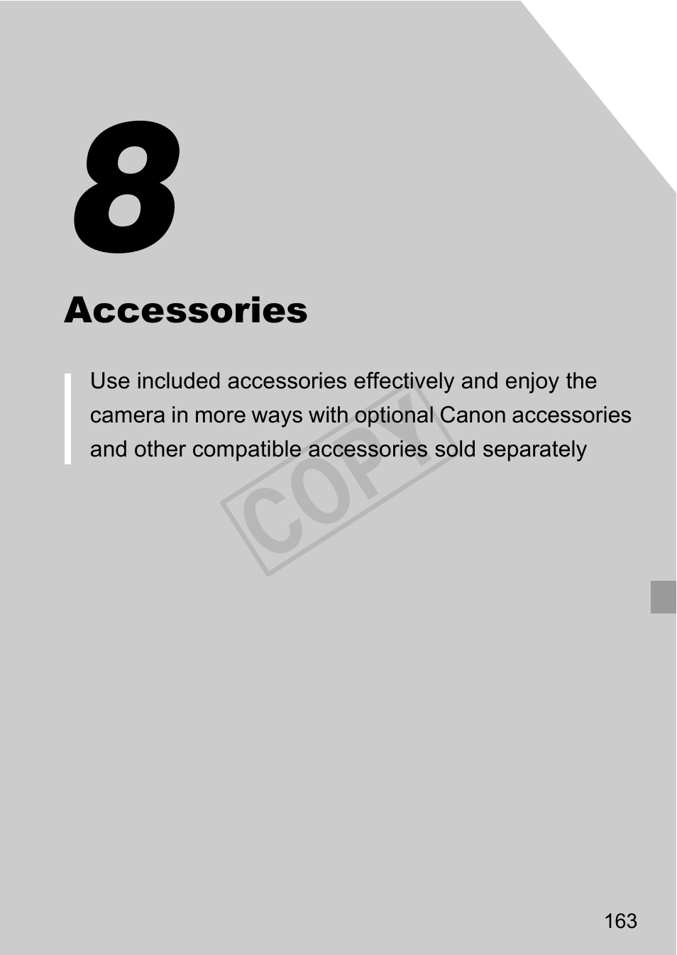 Accessories, Cop y | Canon PowerShot D20 User Manual | Page 163 / 218