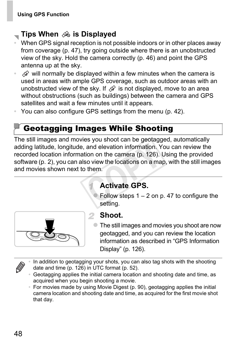 Cop y | Canon PowerShot D20 User Manual | Page 48 / 218