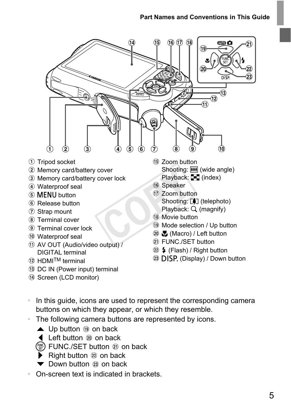 Cop y | Canon PowerShot D20 User Manual | Page 5 / 218
