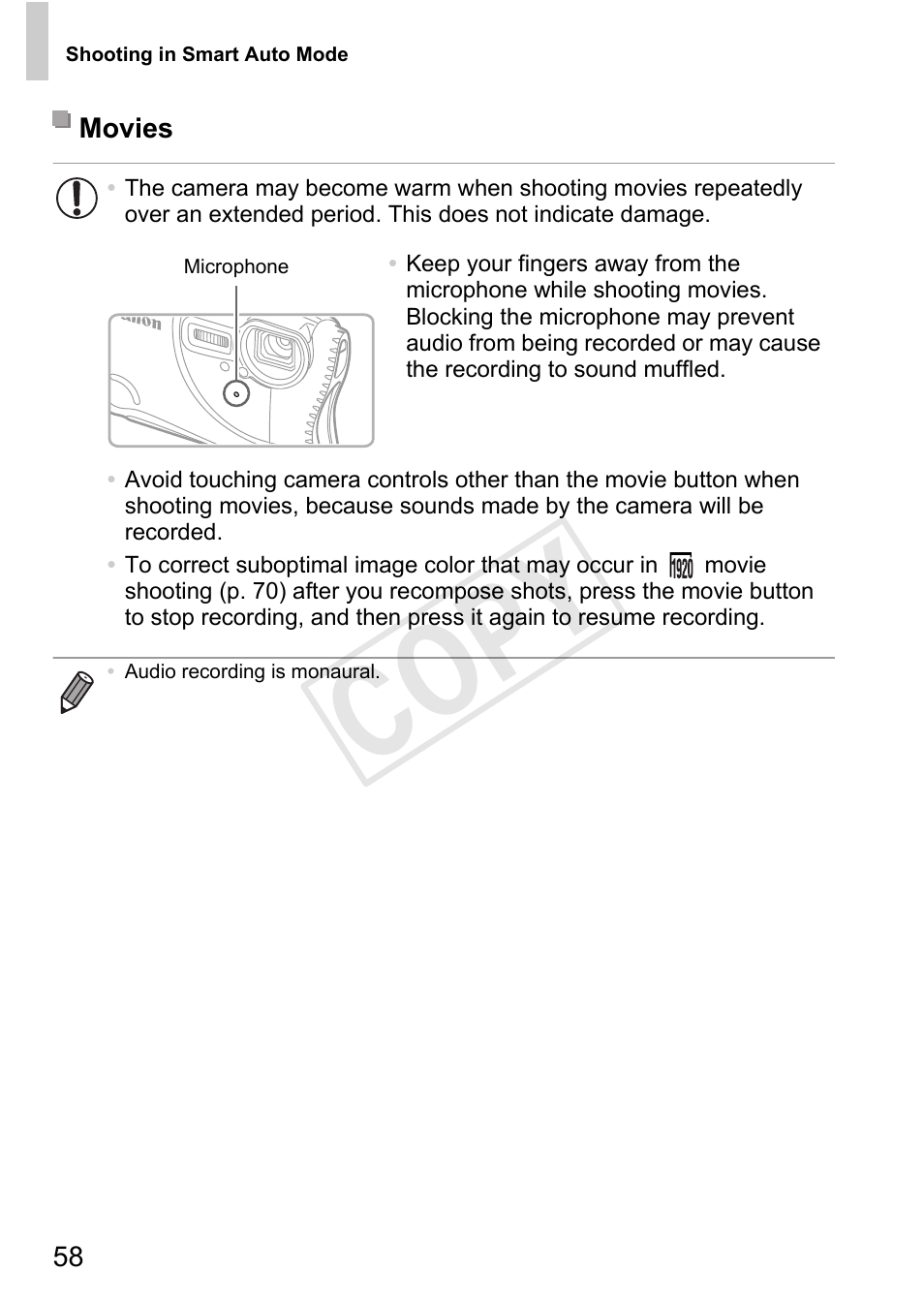 Cop y | Canon PowerShot D20 User Manual | Page 58 / 218