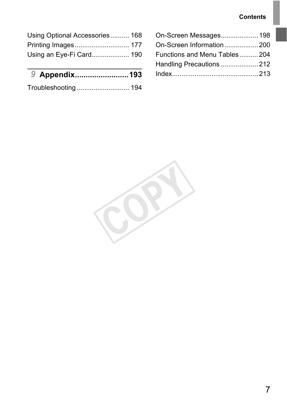 Cop y | Canon PowerShot D20 User Manual | Page 7 / 218
