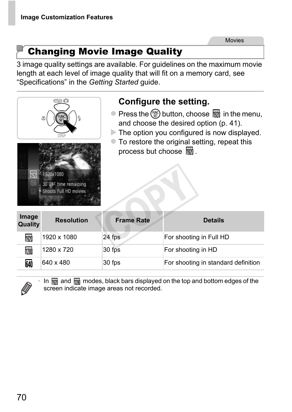 Cop y | Canon PowerShot D20 User Manual | Page 70 / 218