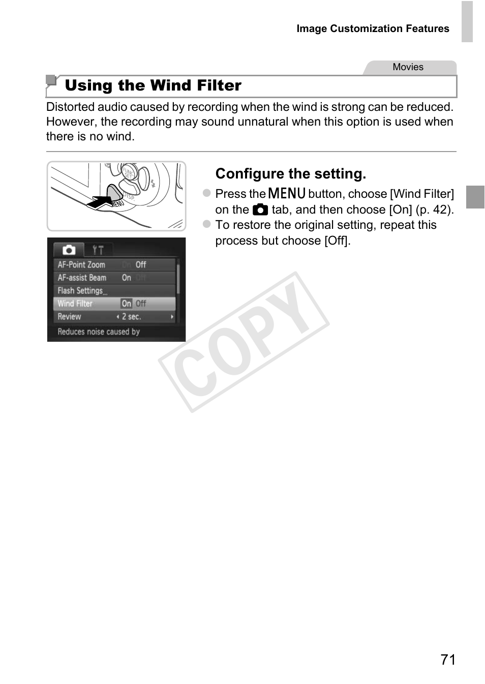 Cop y | Canon PowerShot D20 User Manual | Page 71 / 218