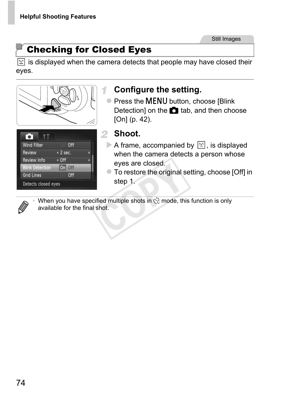 Cop y | Canon PowerShot D20 User Manual | Page 74 / 218