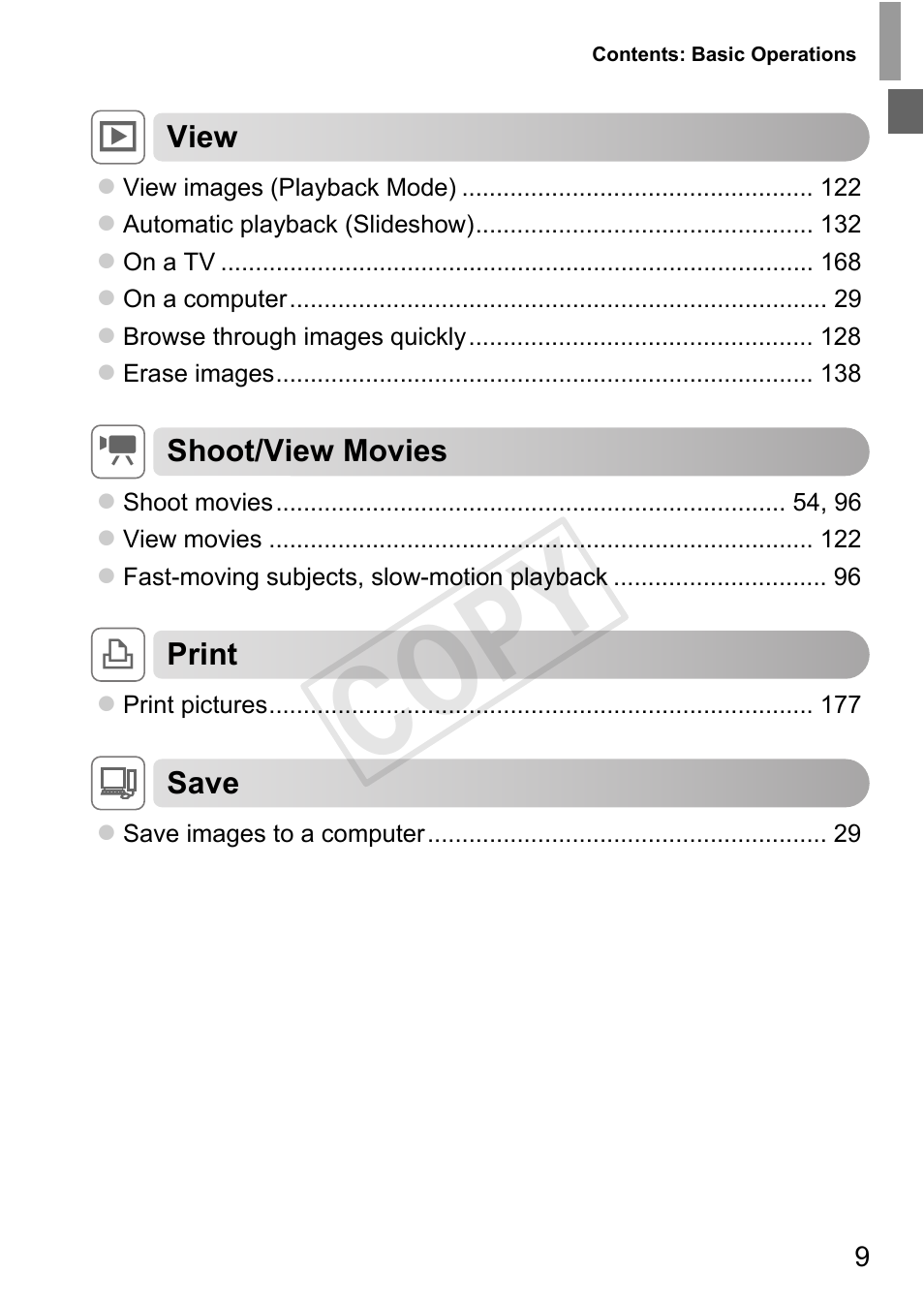 Cop y | Canon PowerShot D20 User Manual | Page 9 / 218