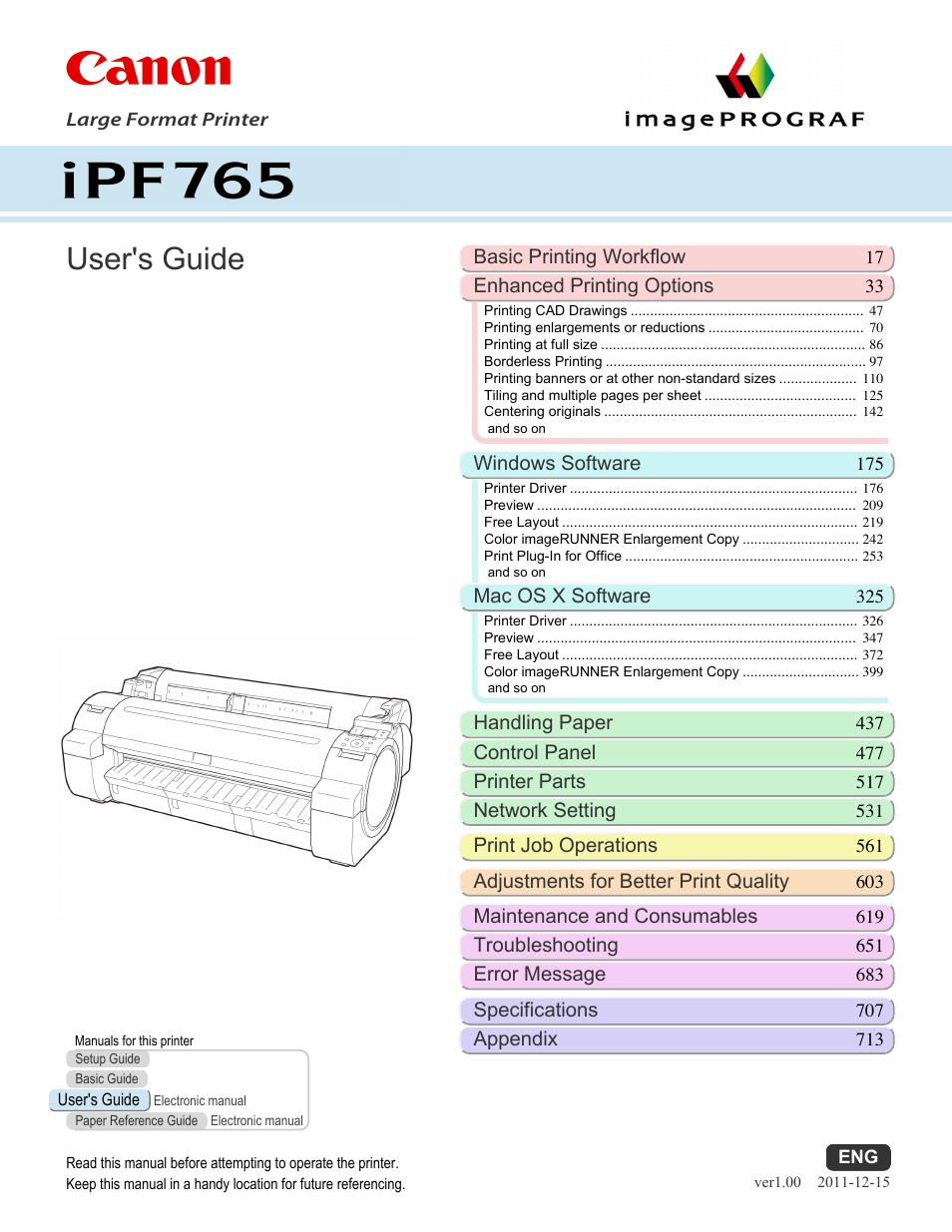 Canon imagePROGRAF iPF765 MFP M40 User Manual | 740 pages
