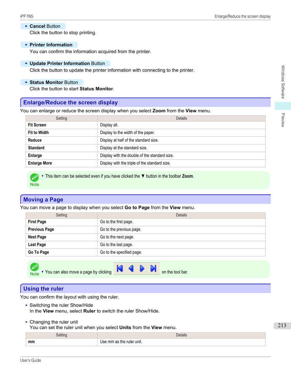 Enlarge/reduce the screen display, Using the ruler | Canon imagePROGRAF iPF765 MFP M40 User Manual | Page 213 / 740
