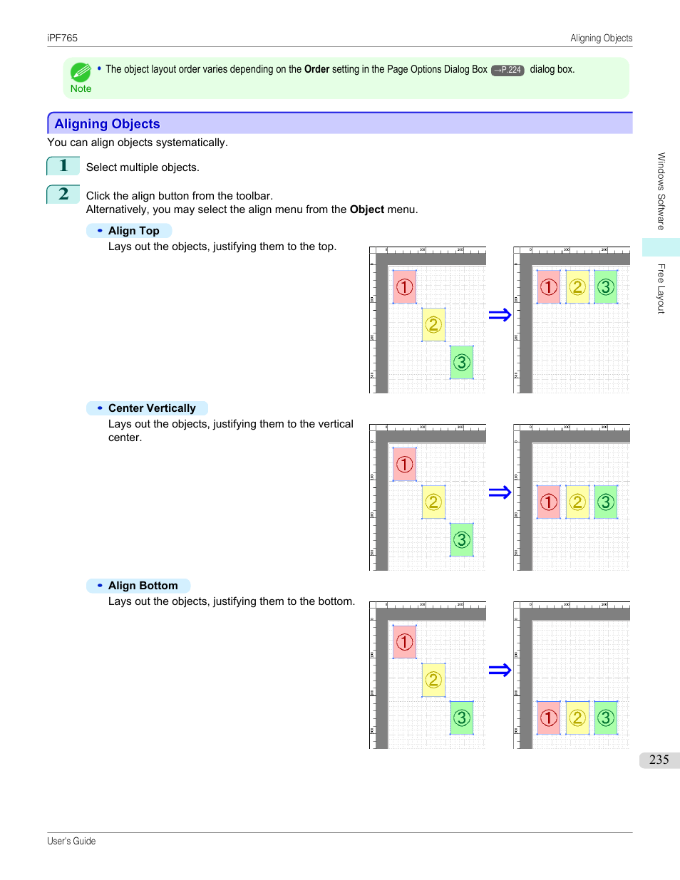 Aligning objects | Canon imagePROGRAF iPF765 MFP M40 User Manual | Page 235 / 740
