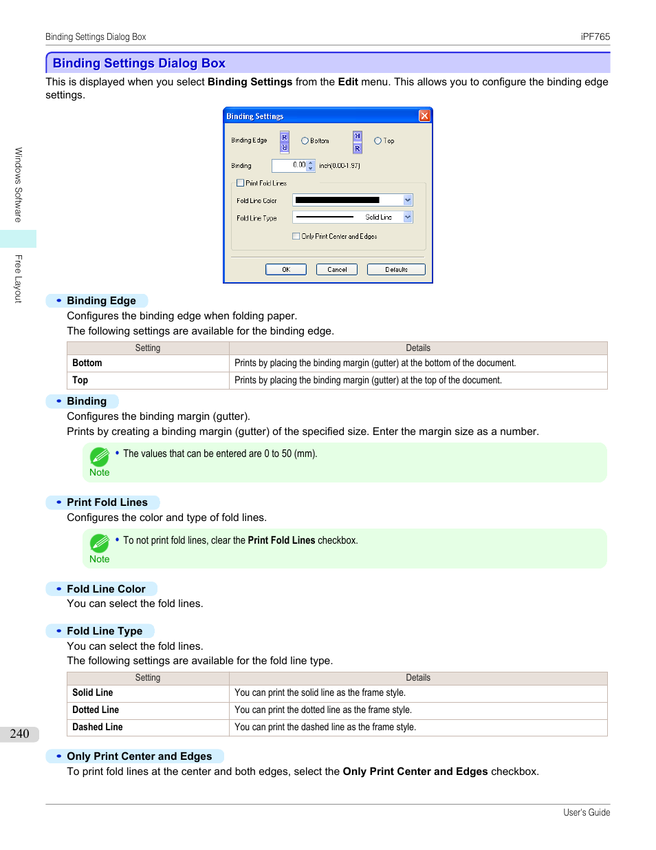 Binding settings dialog box | Canon imagePROGRAF iPF765 MFP M40 User Manual | Page 240 / 740