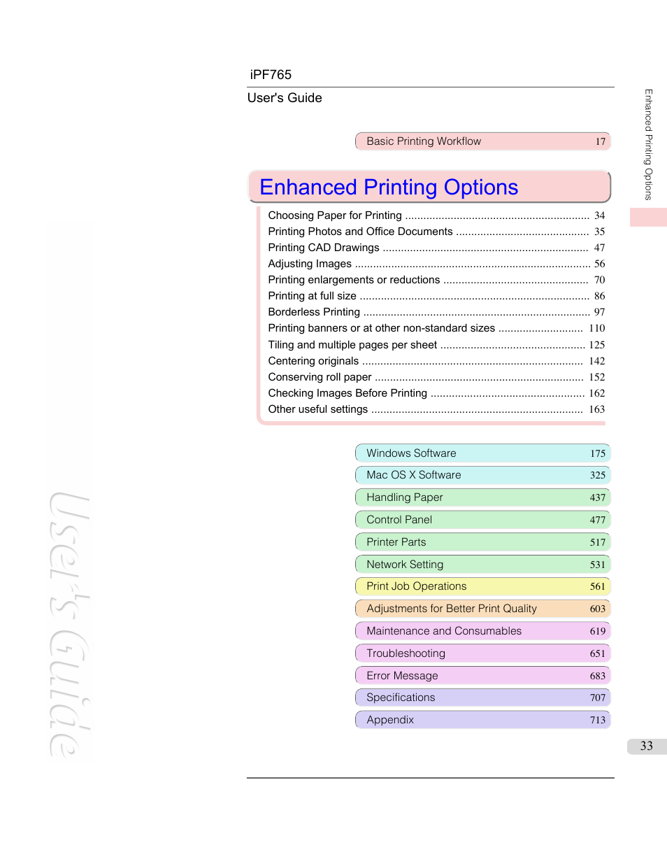 Enhanced printing options | Canon imagePROGRAF iPF765 MFP M40 User Manual | Page 33 / 740