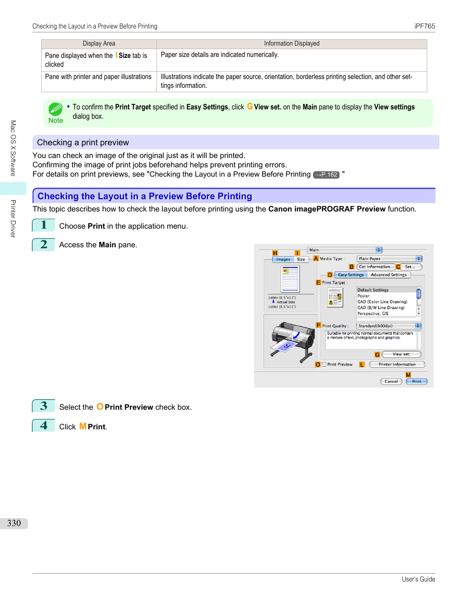 Checking the layout in a preview before printing, P.330 | Canon imagePROGRAF iPF765 MFP M40 User Manual | Page 330 / 740