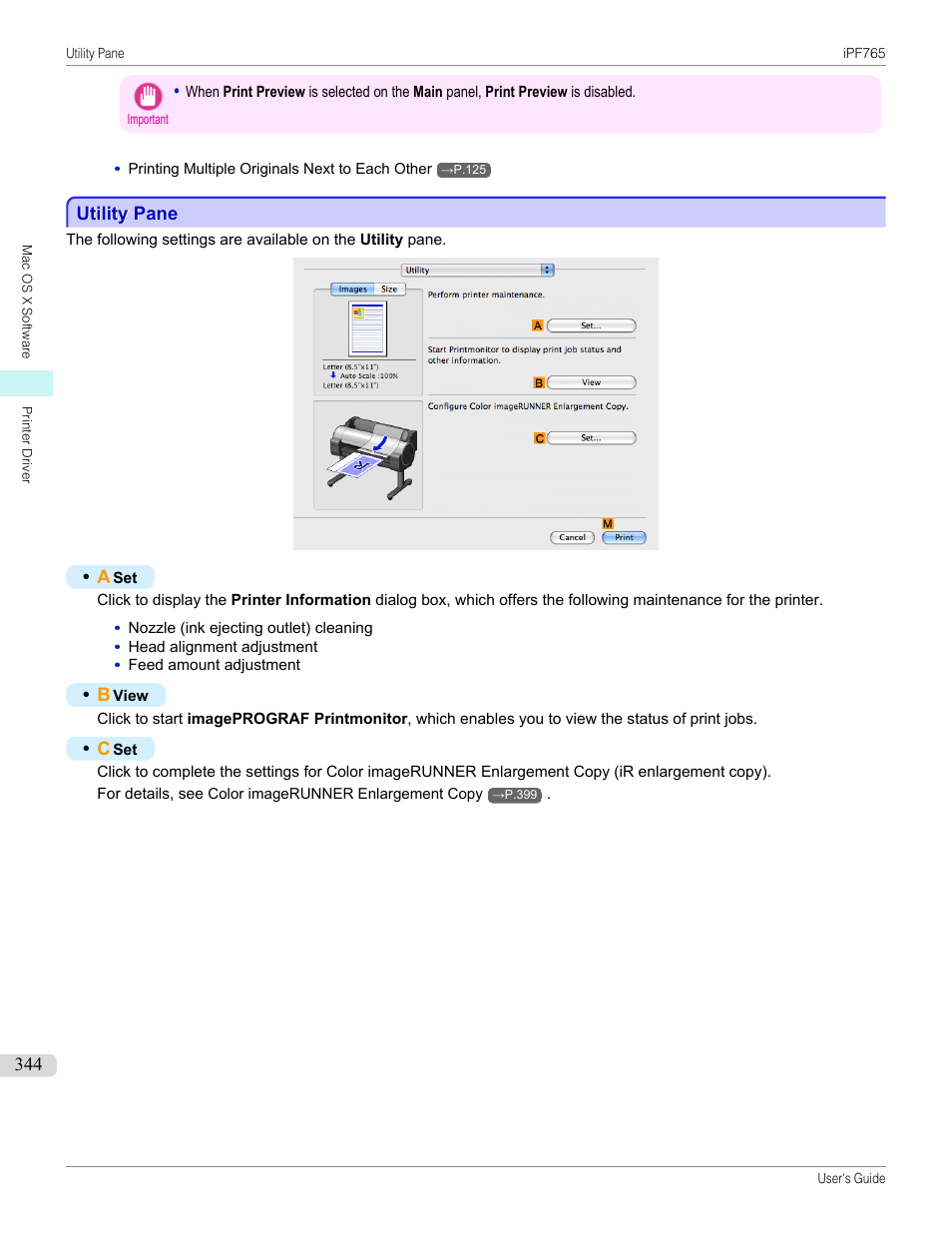 Utility pane, P.344 | Canon imagePROGRAF iPF765 MFP M40 User Manual | Page 344 / 740