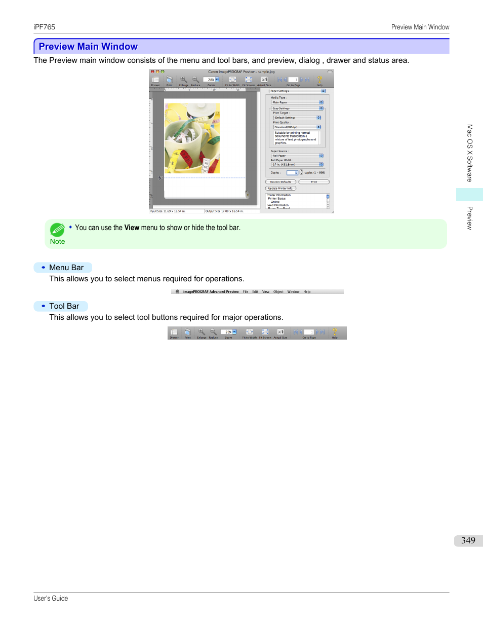 Preview main window | Canon imagePROGRAF iPF765 MFP M40 User Manual | Page 349 / 740