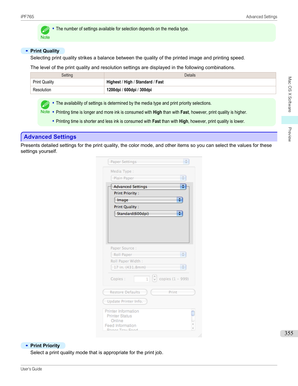 Advanced settings, P.355 | Canon imagePROGRAF iPF765 MFP M40 User Manual | Page 355 / 740
