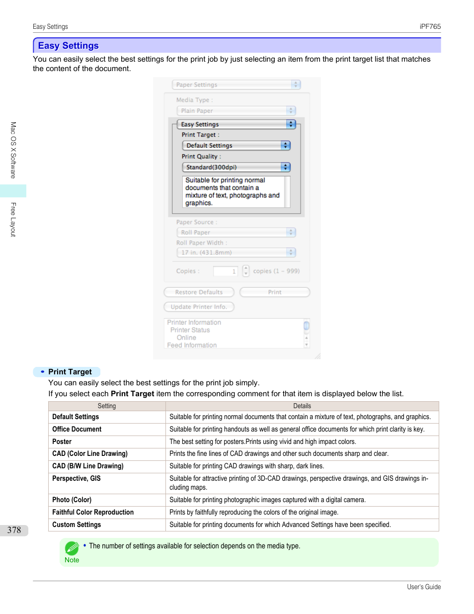 Easy settings, P.378 | Canon imagePROGRAF iPF765 MFP M40 User Manual | Page 378 / 740