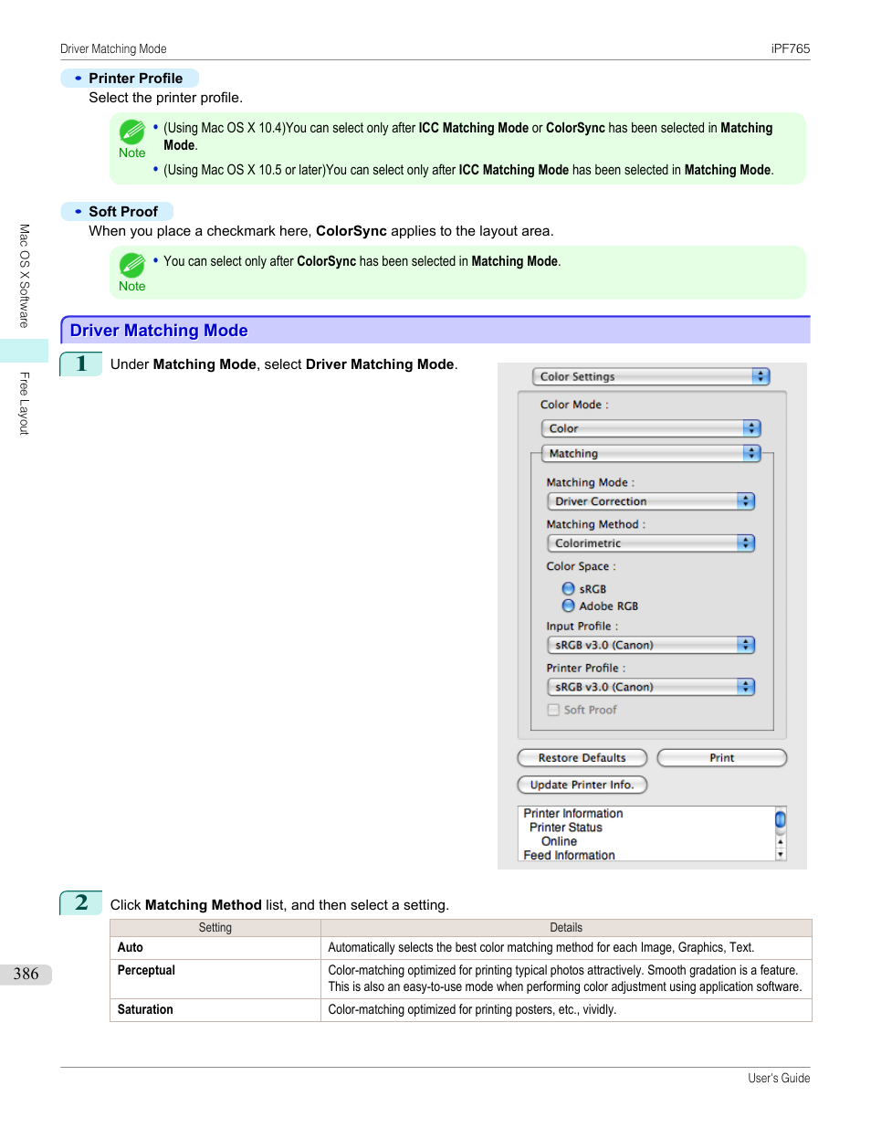 Driver matching mode, P.386 | Canon imagePROGRAF iPF765 MFP M40 User Manual | Page 386 / 740