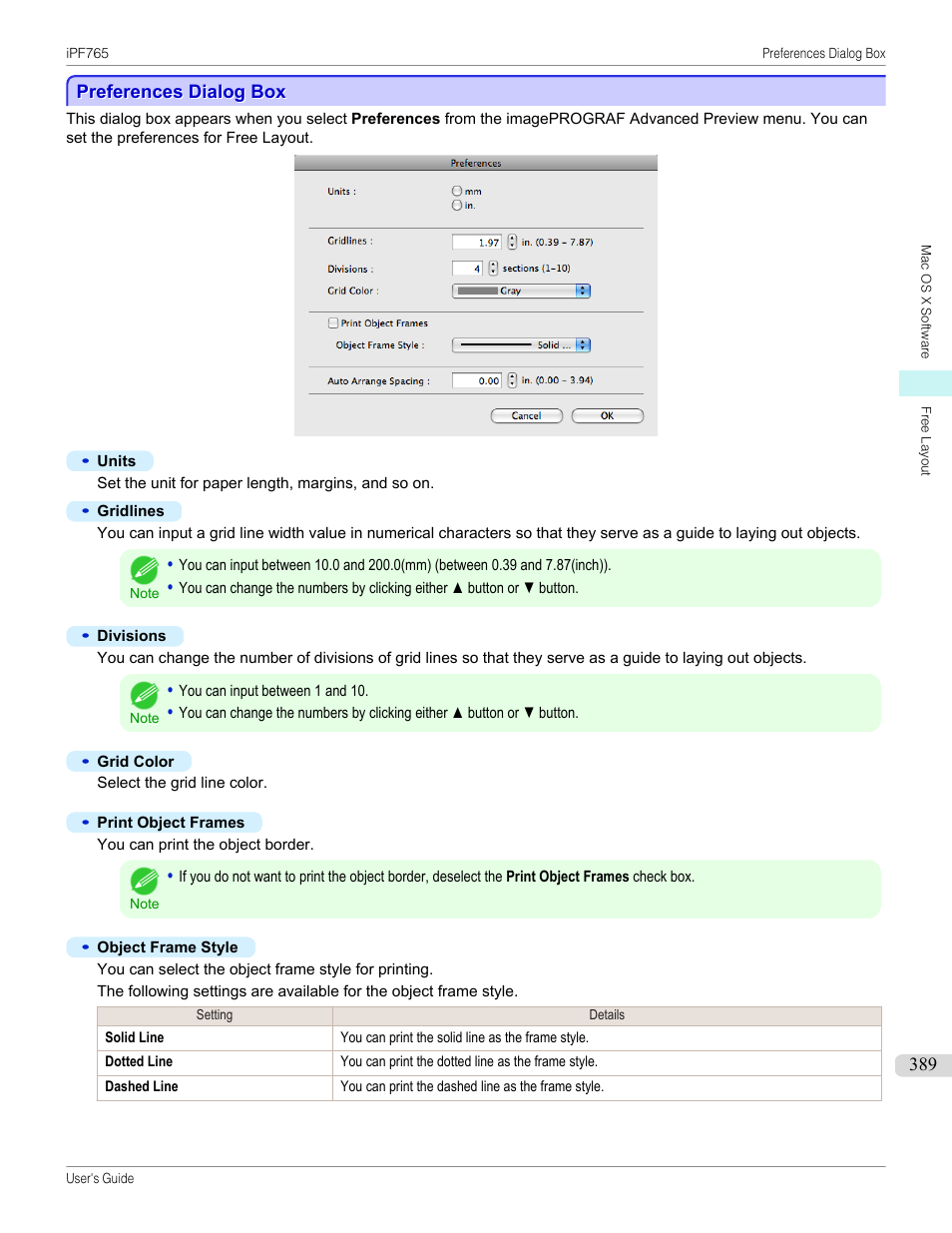 Preferences dialog box | Canon imagePROGRAF iPF765 MFP M40 User Manual | Page 389 / 740
