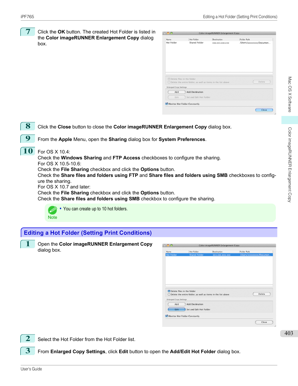 Editing a hot folder (setting print conditions) | Canon imagePROGRAF iPF765 MFP M40 User Manual | Page 403 / 740