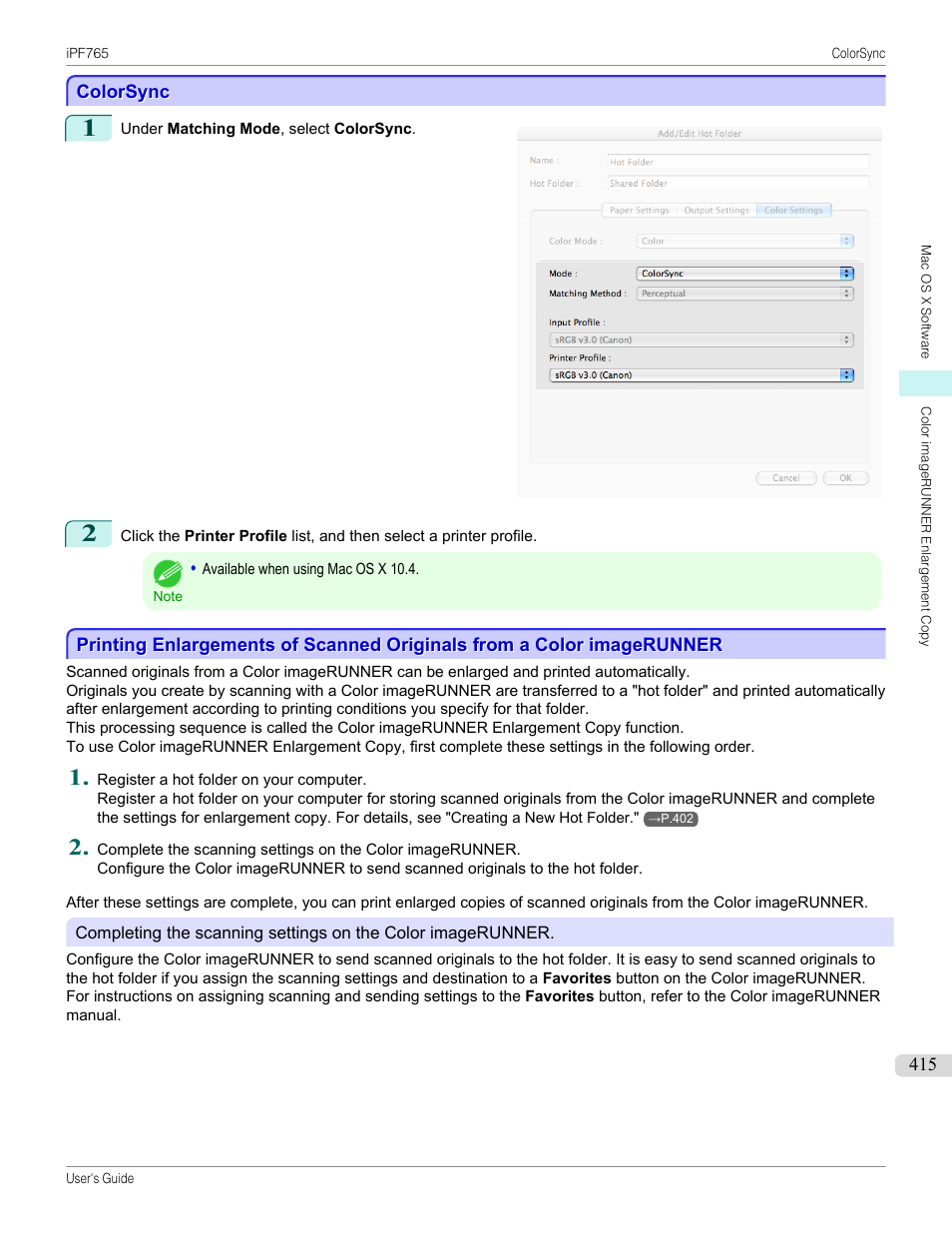 Colorsync, P.415 | Canon imagePROGRAF iPF765 MFP M40 User Manual | Page 415 / 740