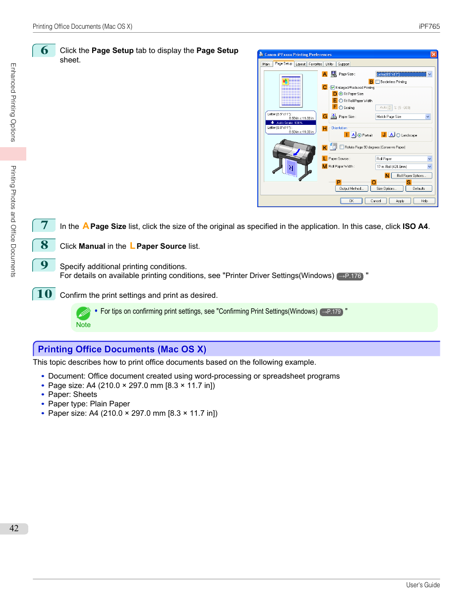 Printing office documents (mac os x), P.42 | Canon imagePROGRAF iPF765 MFP M40 User Manual | Page 42 / 740
