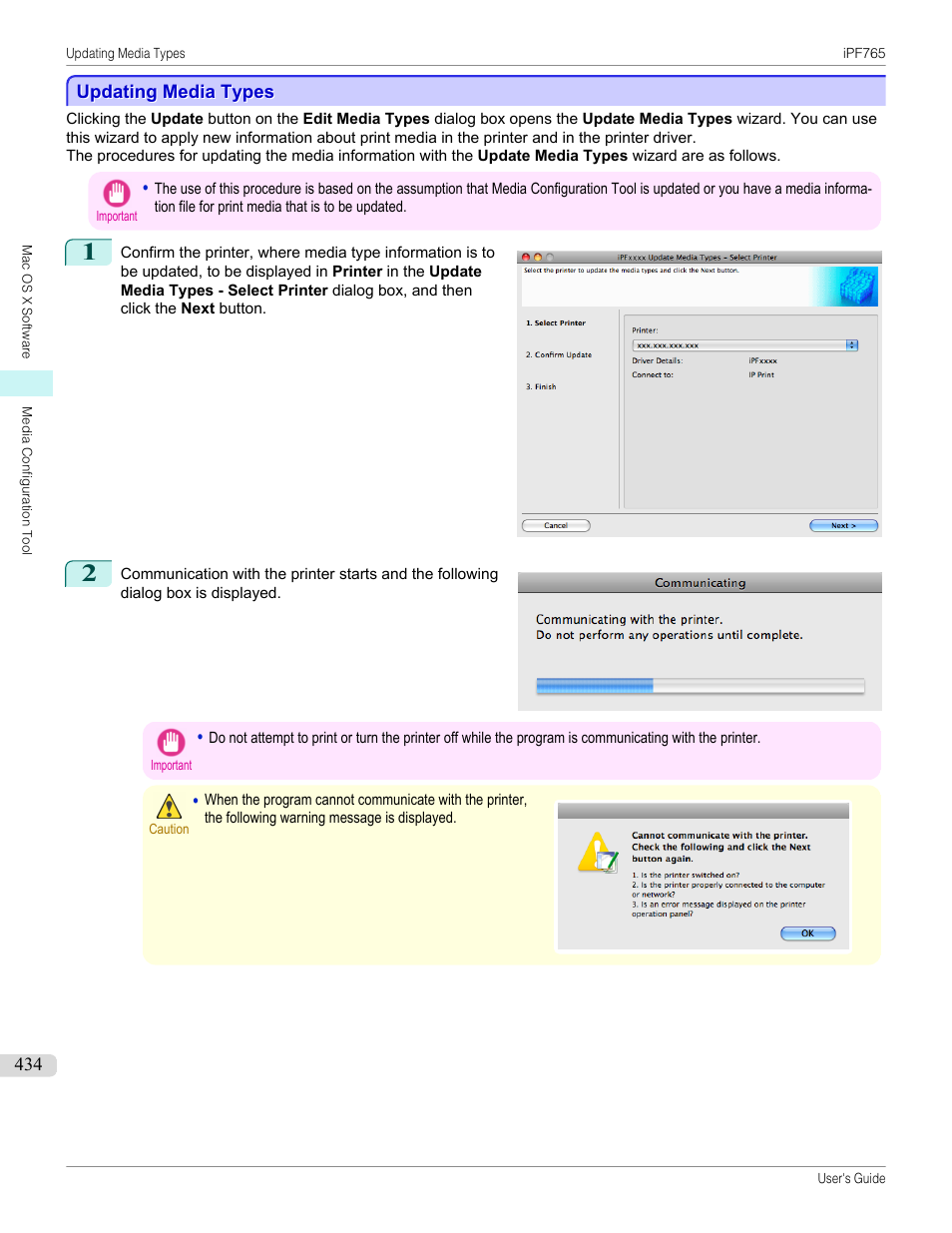 Updating media types | Canon imagePROGRAF iPF765 MFP M40 User Manual | Page 434 / 740