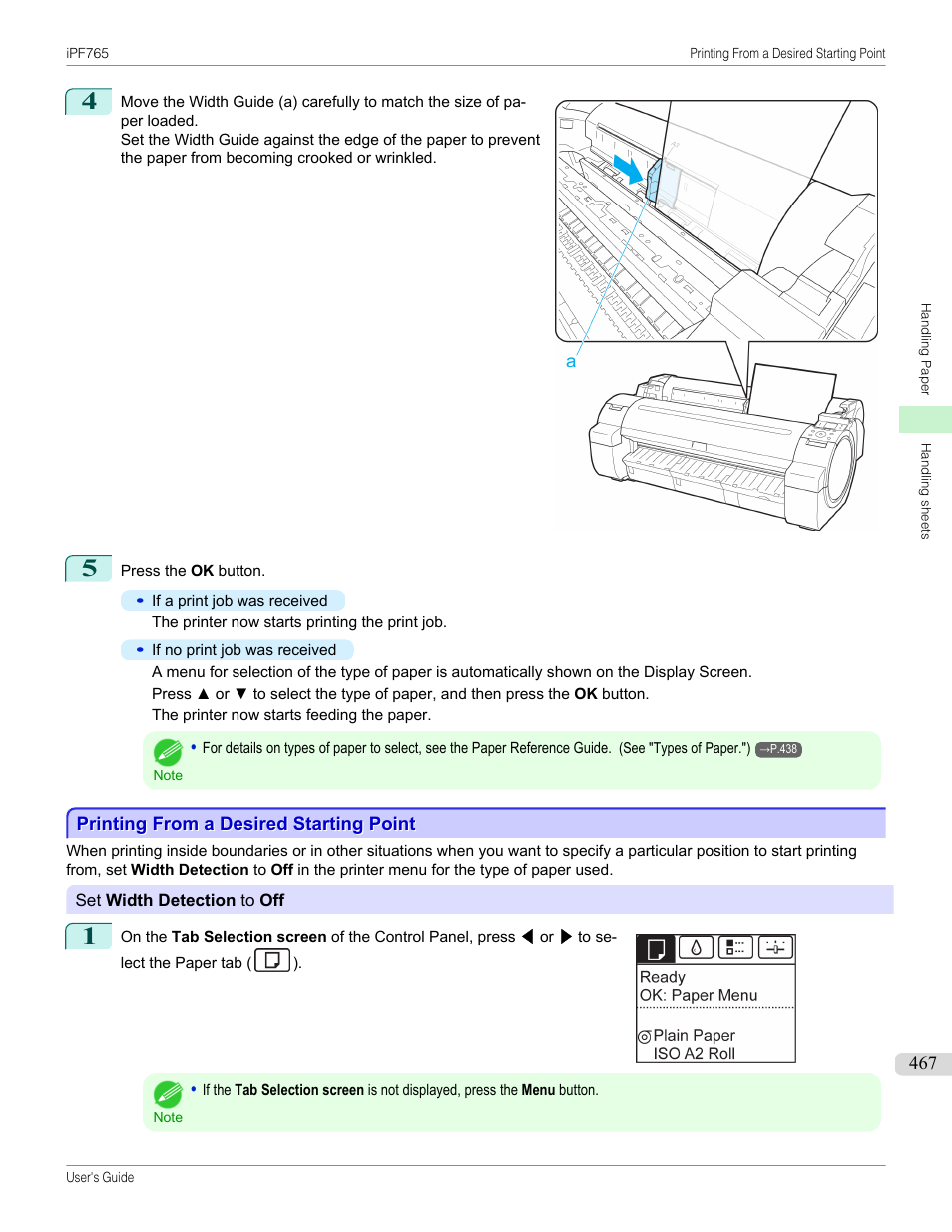 Printing from a desired starting point | Canon imagePROGRAF iPF765 MFP M40 User Manual | Page 467 / 740