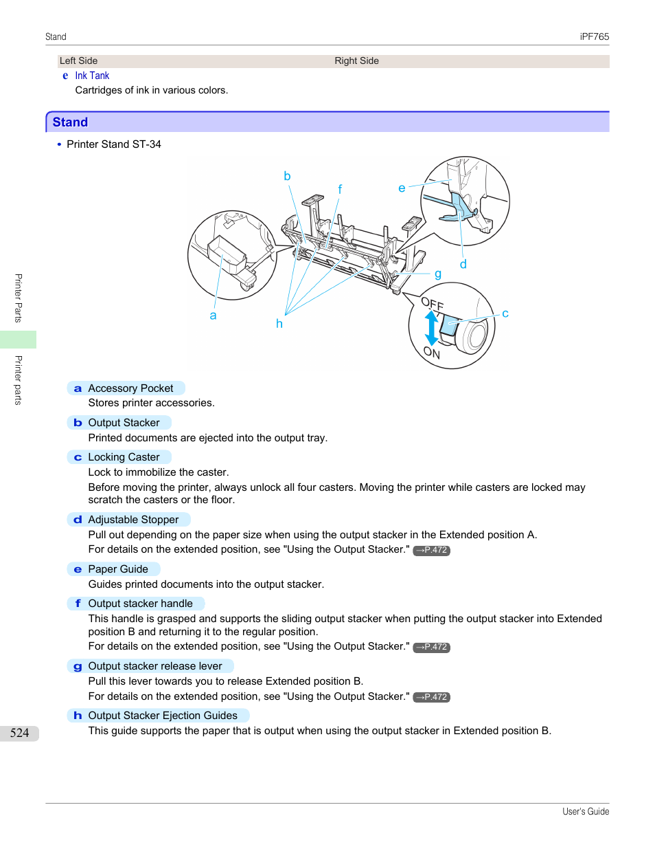 Stand, P.524 | Canon imagePROGRAF iPF765 MFP M40 User Manual | Page 524 / 740