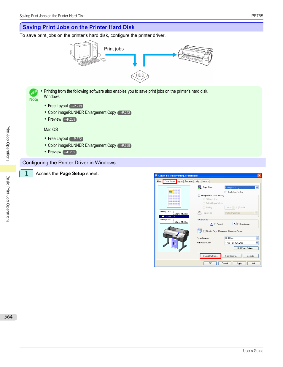Saving print jobs on the printer hard disk | Canon imagePROGRAF iPF765 MFP M40 User Manual | Page 564 / 740