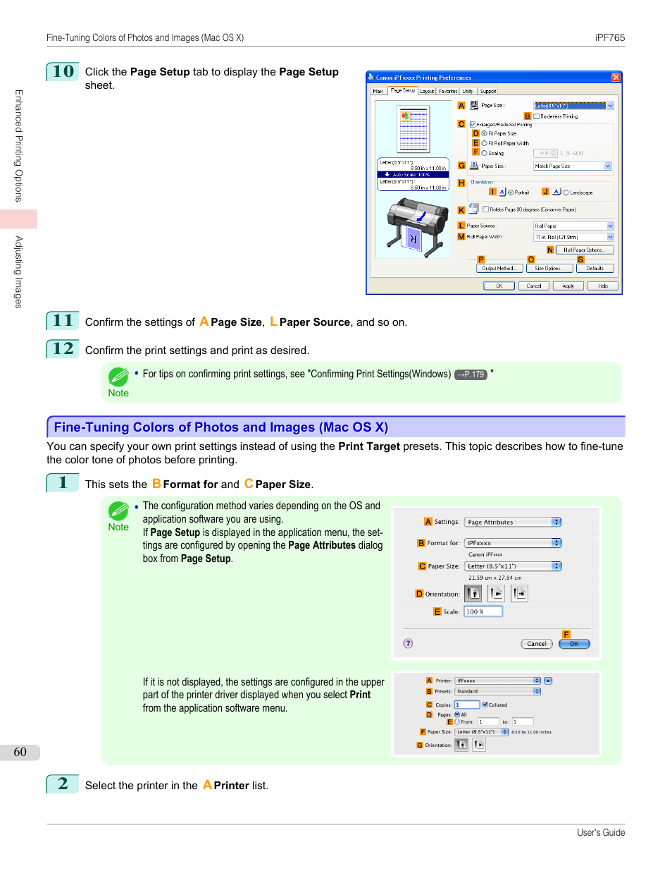 Fine-tuning colors of photos and images (mac os x), P.60 | Canon imagePROGRAF iPF765 MFP M40 User Manual | Page 60 / 740