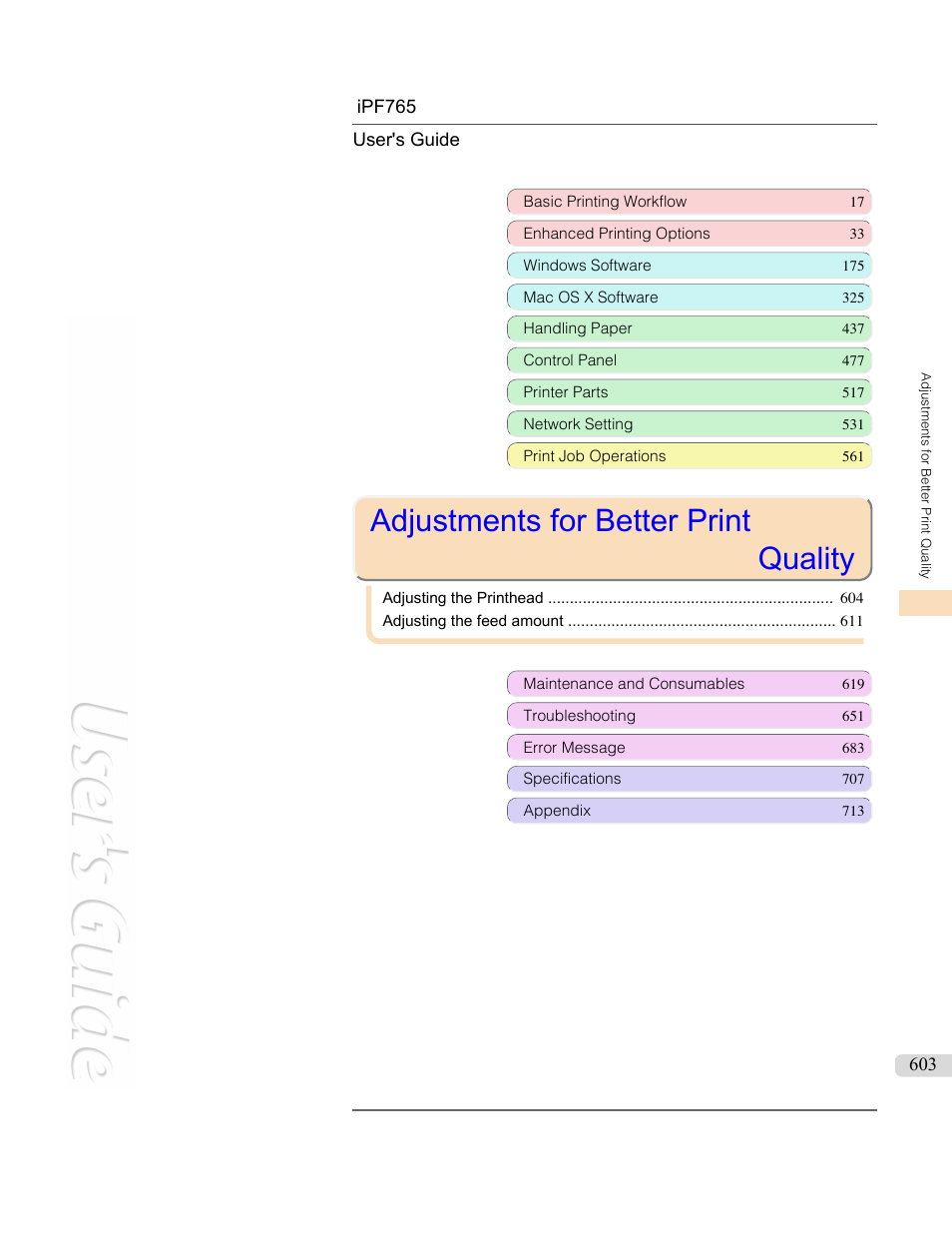 Adjustments for better print quality | Canon imagePROGRAF iPF765 MFP M40 User Manual | Page 603 / 740
